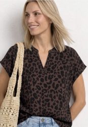 Blusenshirt mit Split Neck und Leo