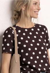 Kurzarm Blusenshirt mit Rundhals