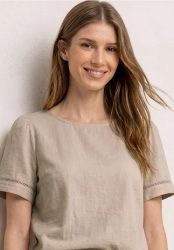 Blusenshirt mit Rundhals und Tape