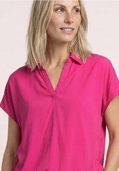Blusenshirt mit Hemdkragen und Elastiksaum