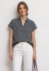 Blusenshirt mit Hemdkragen und Elastiksaum