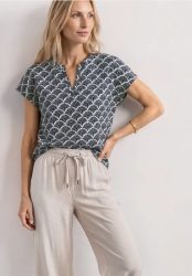 Blusenshirt mit Split Neck und Leo