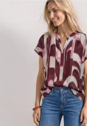 Blusenshirt mit Split Neck und Leo