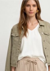 Kurzarm Blusenshirt mit V