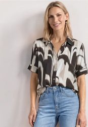 Kurzarm Hemdbluse mit Turn