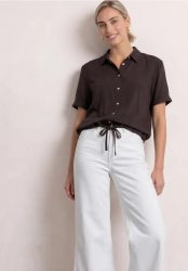 Kurzarm Hemdbluse in Unifarbe