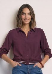 Langarm Hemdbluse mit Elastiksaum