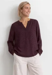 Langarm Bluse mit Split Neck und Print