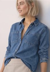 Langarm Hemdbluse mit Brusttaschen
