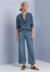 Langarm Bluse mit Brusttaschen