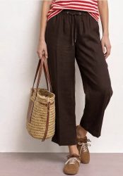 7/8 Wide Leg Hose im Loose Fit aus Leinen