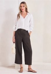 7/8 Wide Leg Hose im Loose Fit aus Leinen