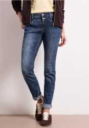 Mid Waist Slim Leg Jeans mit Turn