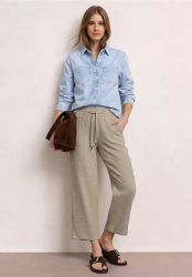 7/8 Wide Leg Hose aus Musselin im Loose Fit