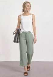 7/8 Wide Leg Hose aus Musselin im Loose Fit