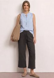 7/8 Wide Leg Hose aus Musselin im Loose Fit