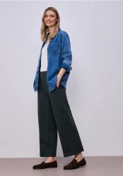 Wide Leg Hose mit Knopfdetail
