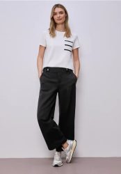 Wide Leg Hose mit Knopfdetail
