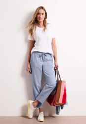 Mid Waist Slim Leg Hose mit Elastikbund