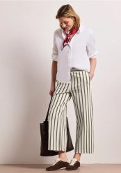 7/8 Wide Leg Hose im Casual Fit mit Streifen