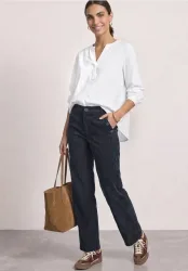Mid Waist Straight Leg Hose mit Knöpfen