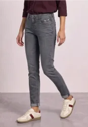 Mid Waist Slim Leg Jeans mit Dekodetail