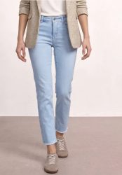 Straight Leg Jeans mit fransigem Saum