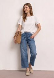 7/8 Jeansculotte mit Knopfdetails und Comfort Bund