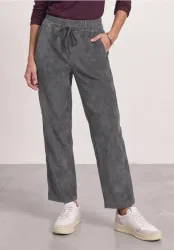Mid Waist Straight Leg Cordhose in Unifarbe