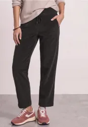 Mid Waist Straight Leg Cordhose in Unifarbe