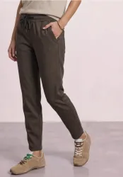 Mid Waist Slim Leg Hose mit feinem Muster