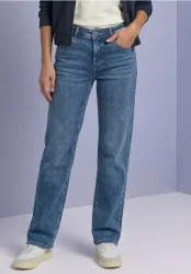 Mid Waist Straight Leg Jeans im Casual Fit