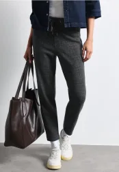 Mid Waist Slim Leg Hose mit feinem Muster