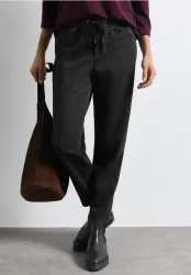 Mid Waist Slim Leg Hose mit feinem Muster