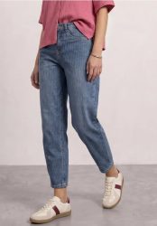 High Waist Barrel Leg Jeans mit Streifen
