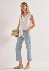7/8 Straight Leg Jeans im Casual Fit mit Streifen