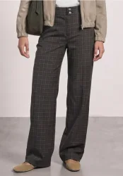 High Waist Straight Leg Hose mit Karomuster