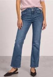 Mid Waist Straight Leg Jeans im Casual Fit