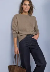 Langarm Pullover mit Boat Neck