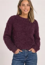 Langarm Pullover aus Fransengarn