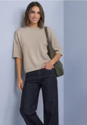 3/4-Arm Pullover mit Rundhals