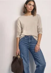 Pullover mit Boat Neck und Rollkanten