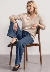 Langarm Pullover mit V-Ausschnitt