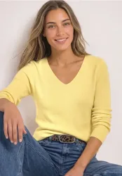 Langarm Pullover mit V-Ausschnitt