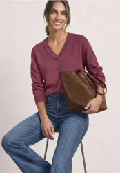 Langarm Pullover mit V-Ausschnitt