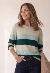 Pullover mit Rundhals und Streifen