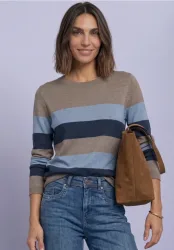 Pullover mit Rundhals und Streifen