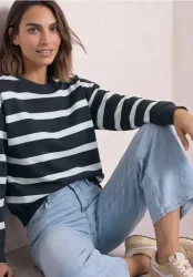 Sweatshirt mit Rundhals und Streifen