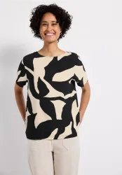 STREET ONE Print-Shirt mit Bänder-Detail am Rücken und grafischem Muster