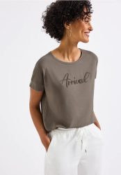 STREET ONE Shirttop, mit Wording-Stickerei